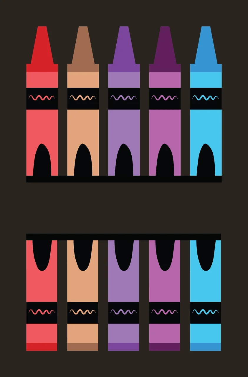 Crayons With Five And Split Bar zigzag line colors contrast preview thumbnail
