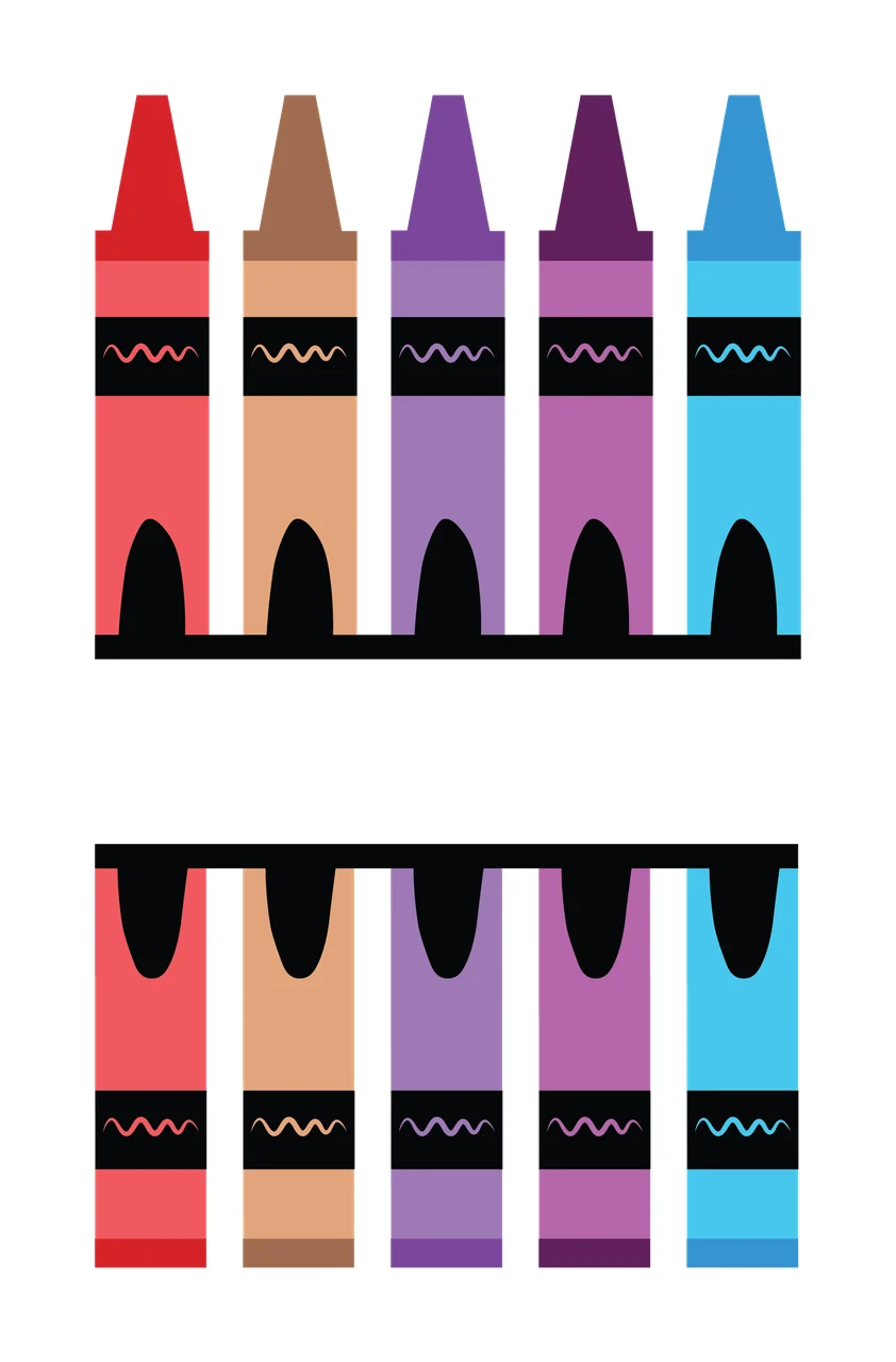 Crayons With Five And Split Bar zigzag line colors