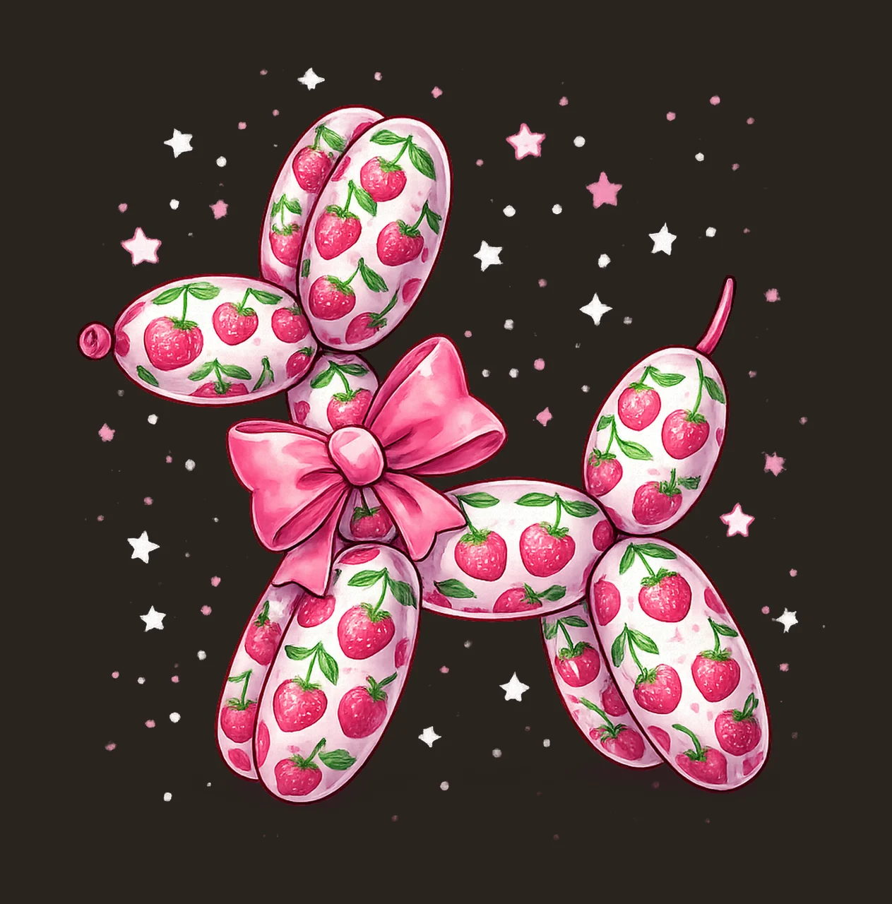 Cherry balloon dog sublimation design coquette bow dog lover contrast preview thumbnail
