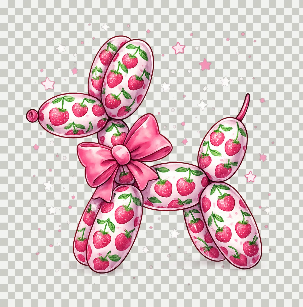 Cherry balloon dog sublimation design coquette bow dog lover transparency and detail preview thumbnail