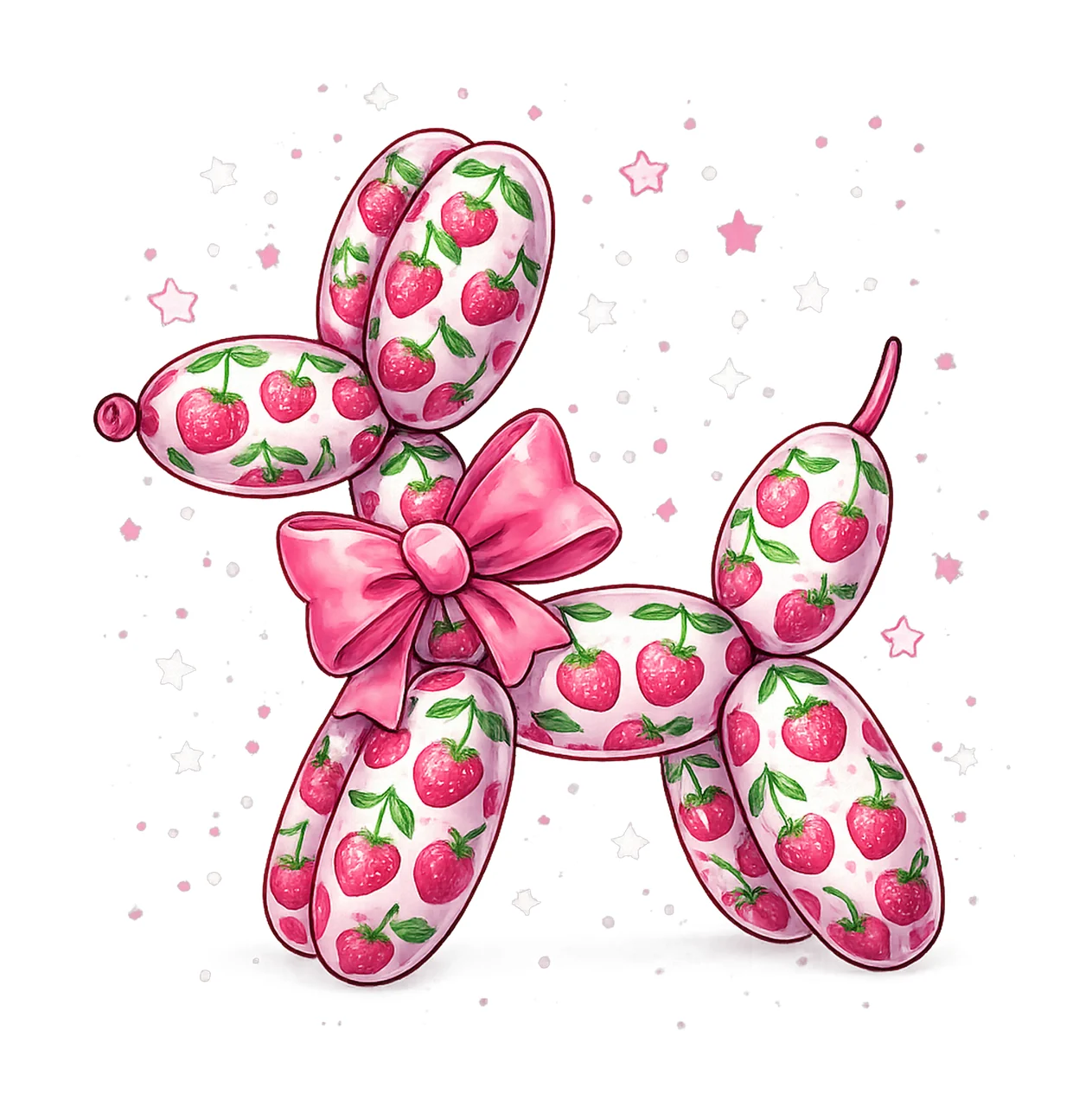Cherry balloon dog sublimation design coquette bow dog lover