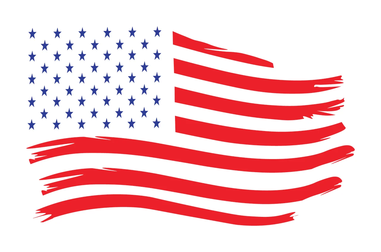 Flag American With Horizontal Brush Strokes Flowing stars stripes