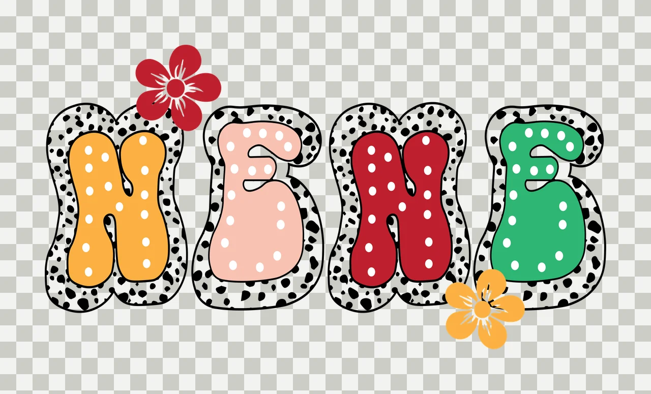 Nene Typography With Flower Accents words flowers bubble black transparency and detail preview thumbnail