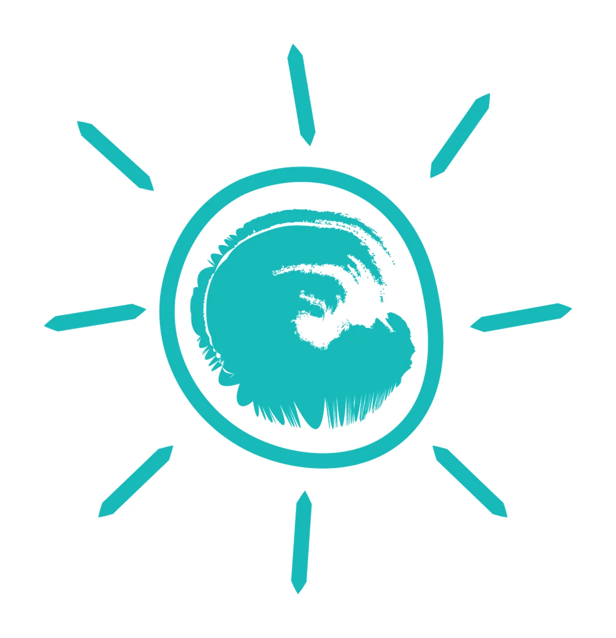 Brushstroke Sun Icon Graphic shining circle rays brushstrokes