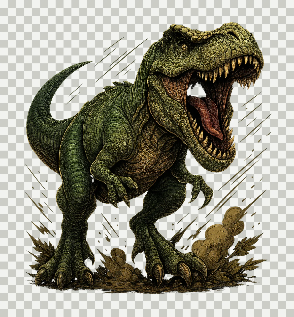 Rex Clip Art Watercolor Ferocious Dinosaur Design transparency and detail preview thumbnail