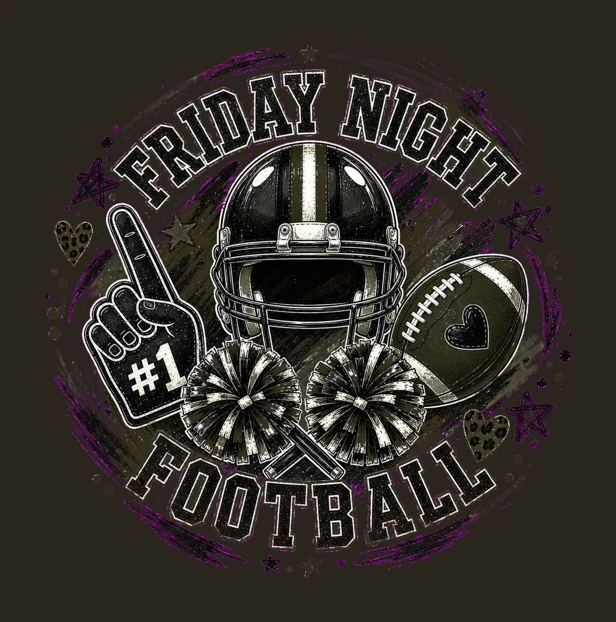 Brushstroke Game Day Football Leopard Doodles Variation B contrast preview thumbnail