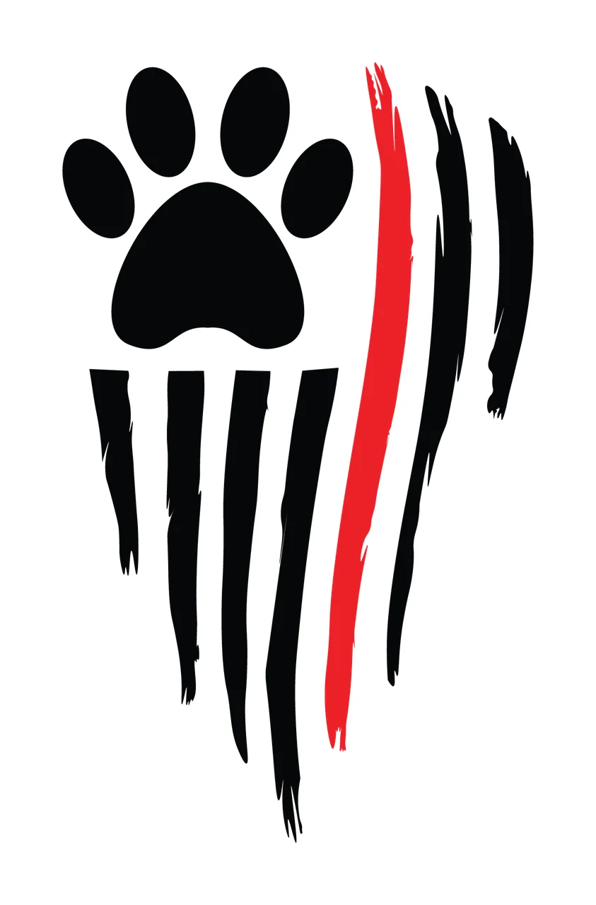 Paw Animal Print Over Vertical Distressed Brush Stroke lines