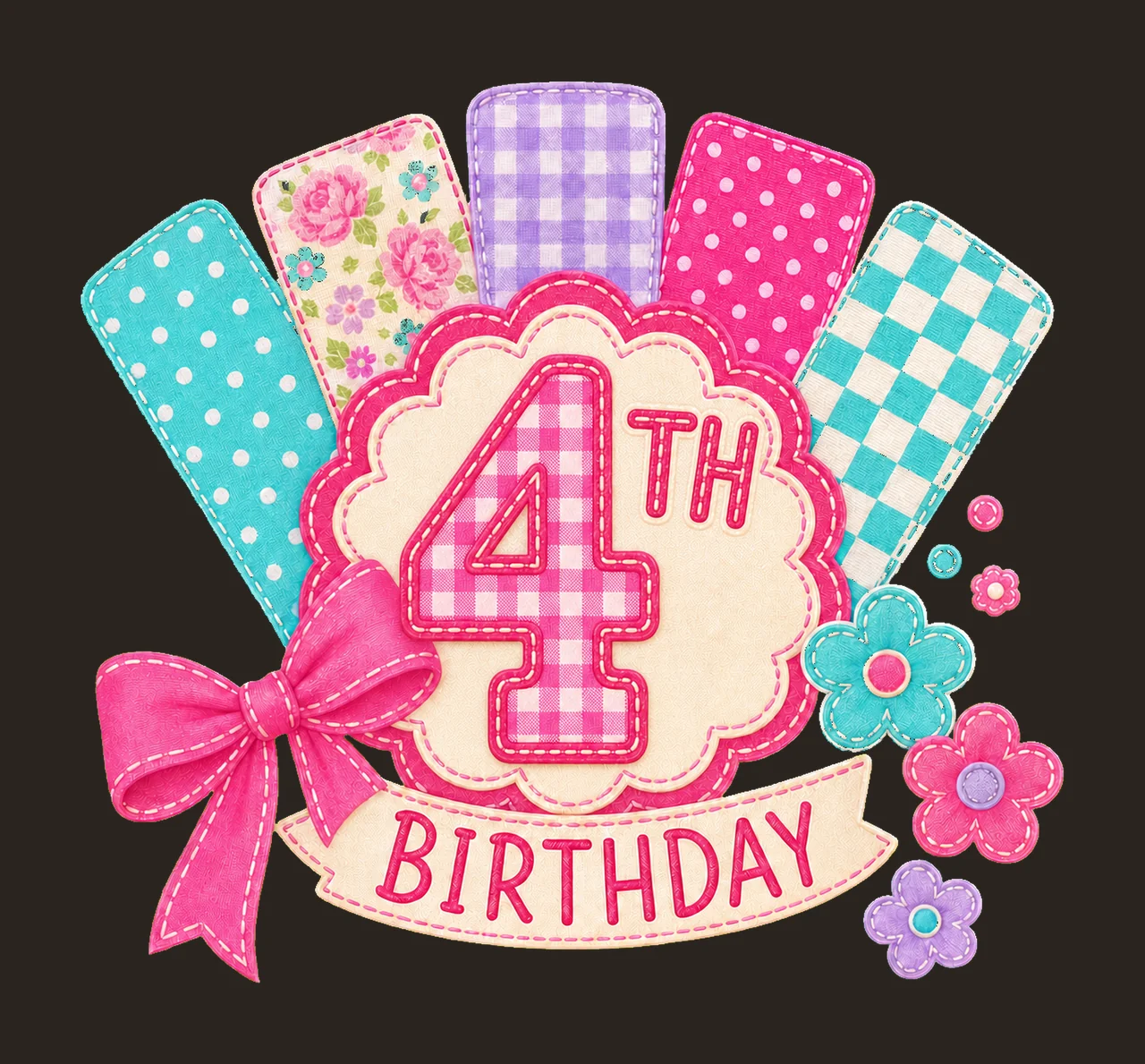 Preppy Patchwork Birthday sublimation instant Variation C contrast preview thumbnail