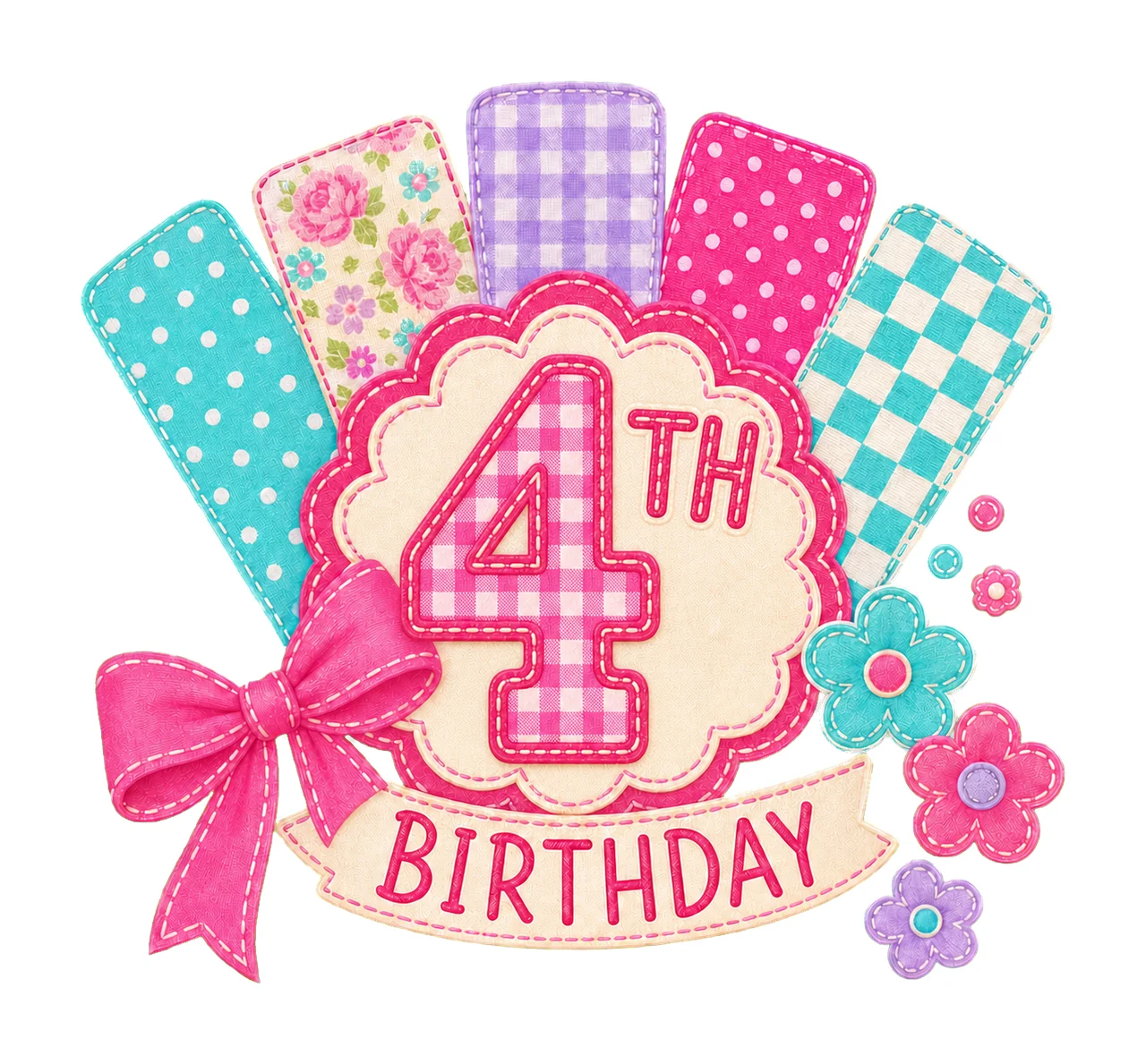 Preppy Patchwork Birthday sublimation instant Variation C