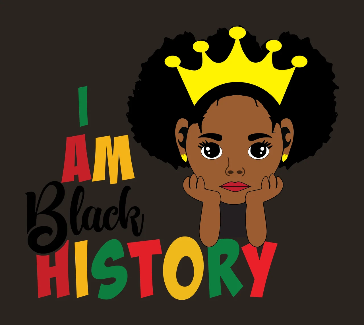 I Am A Black History Text Silhouette typography display afro hair contrast preview thumbnail