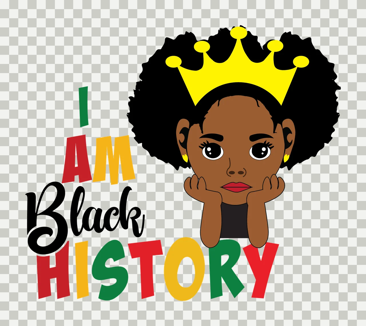I Am A Black History Text Silhouette typography display afro hair transparency and detail preview thumbnail