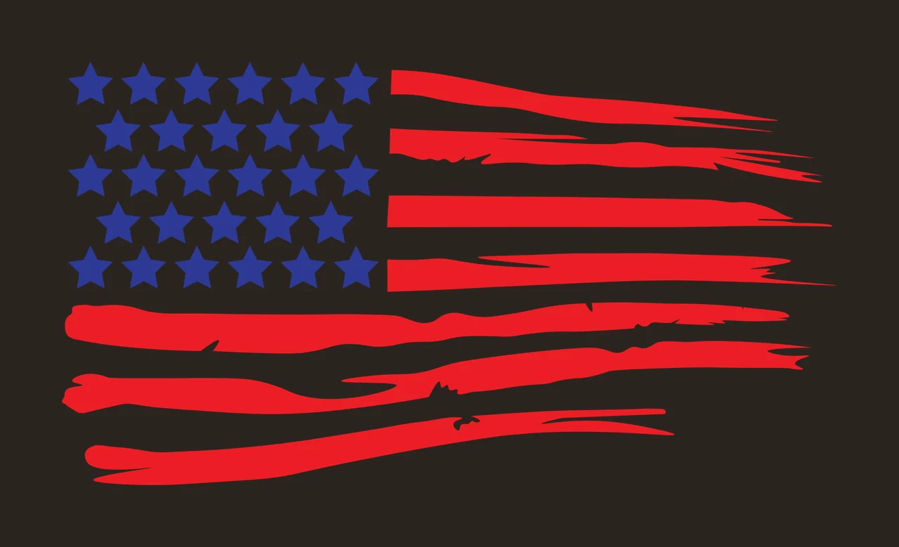 Flag Grunge Style American Silhouette waving stars stripes contrast preview thumbnail