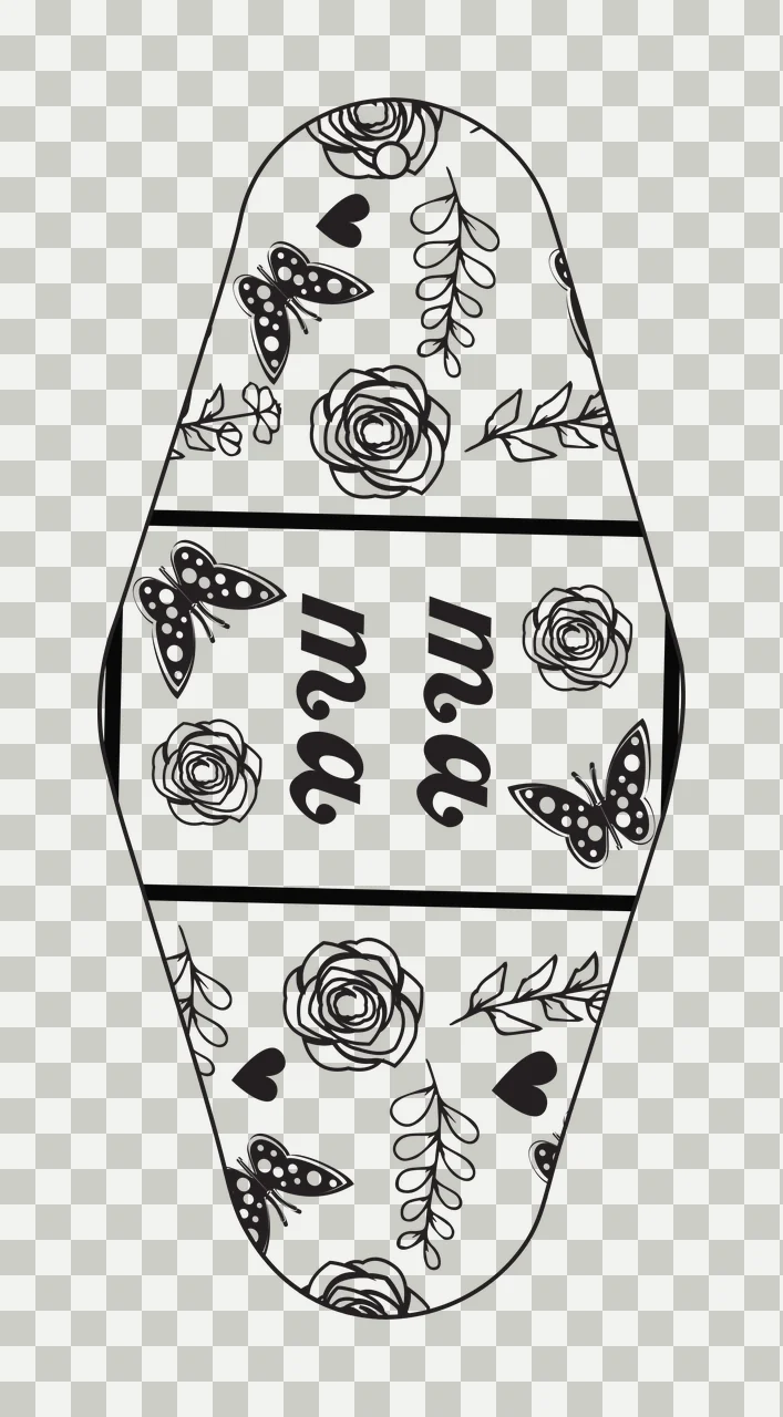 Classic Motel Keychain Mama Oval Decorative Floral Butterfly and roses transparency and detail preview thumbnail