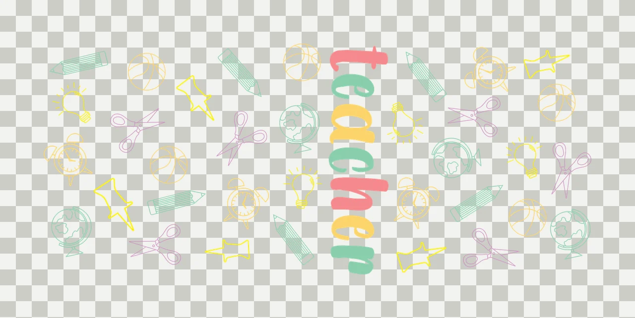 Can Glass Wrap Teacher Classroom Objects Scattered Pattern labeling transparency and detail preview thumbnail