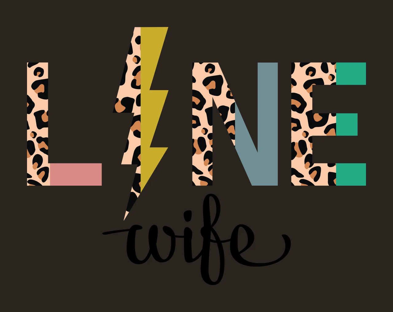 Line Wife Leopard Text With Lightning typography decorating contrast preview thumbnail