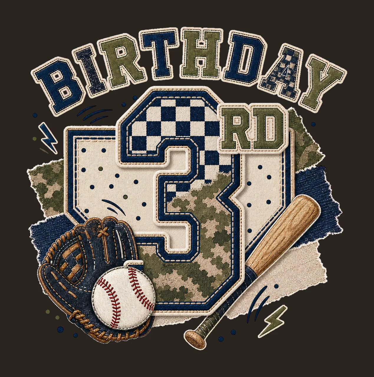 Star Camo Baseball Birthday sublimation instant Variation C contrast preview thumbnail