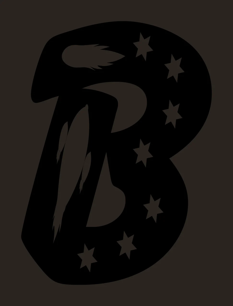 B Letter Silhouette With Stars contrast preview thumbnail
