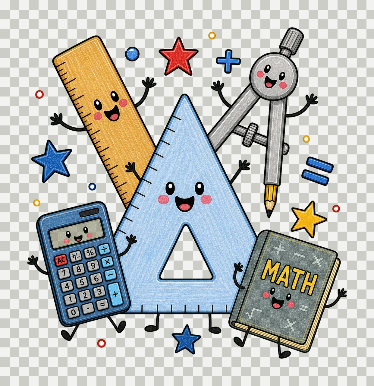 Math Teacher Doodle Characters Geometry Teacher Variation F transparency and detail preview thumbnail