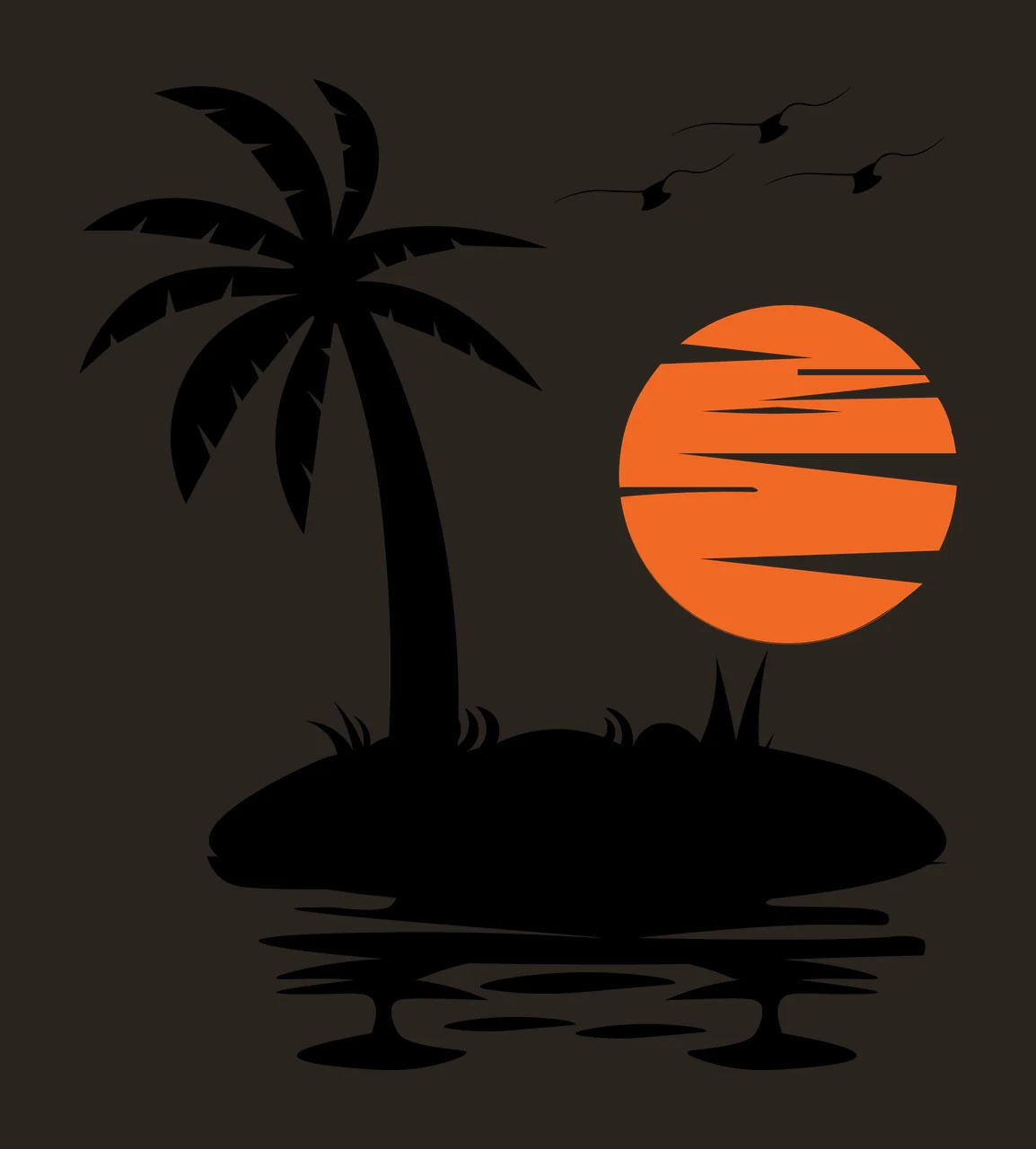 Palm Tree Island Sunset Silhouette landscape Setting scene contrast preview thumbnail