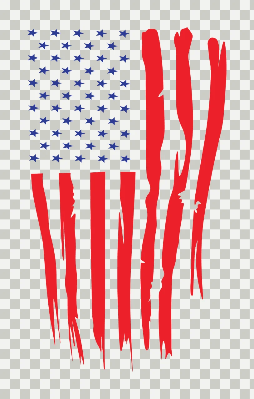 Flag With Stars And Distressed Stripes vertical black star transparency and detail preview thumbnail