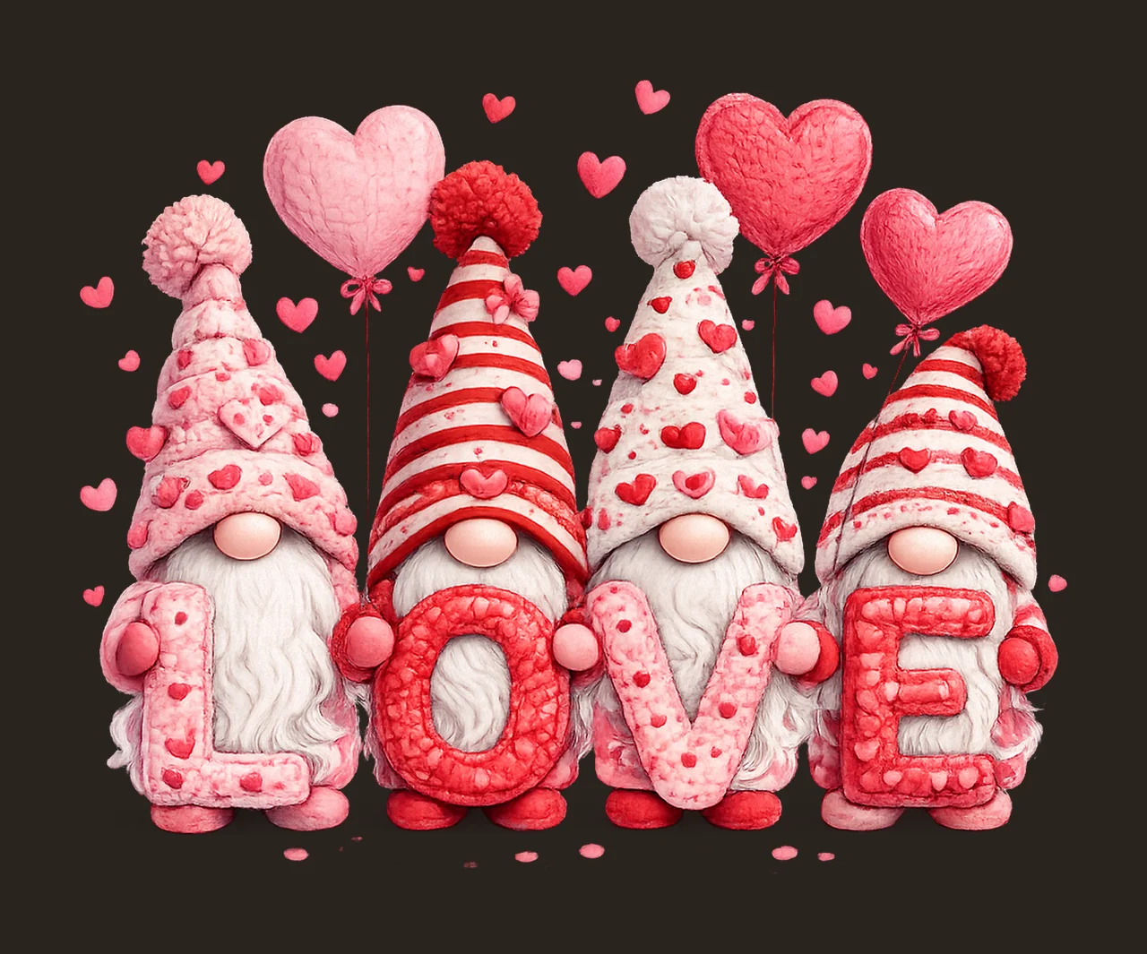 Latch Hook Yarn Valentines Love Gnome Preppy Valentines Day contrast preview thumbnail