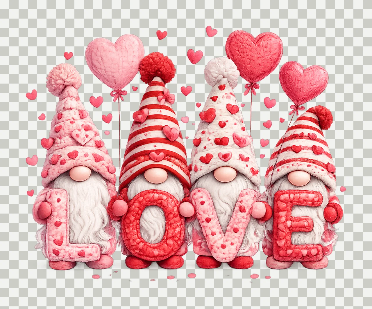 Latch Hook Yarn Valentines Love Gnome Preppy Valentines Day transparency and detail preview thumbnail
