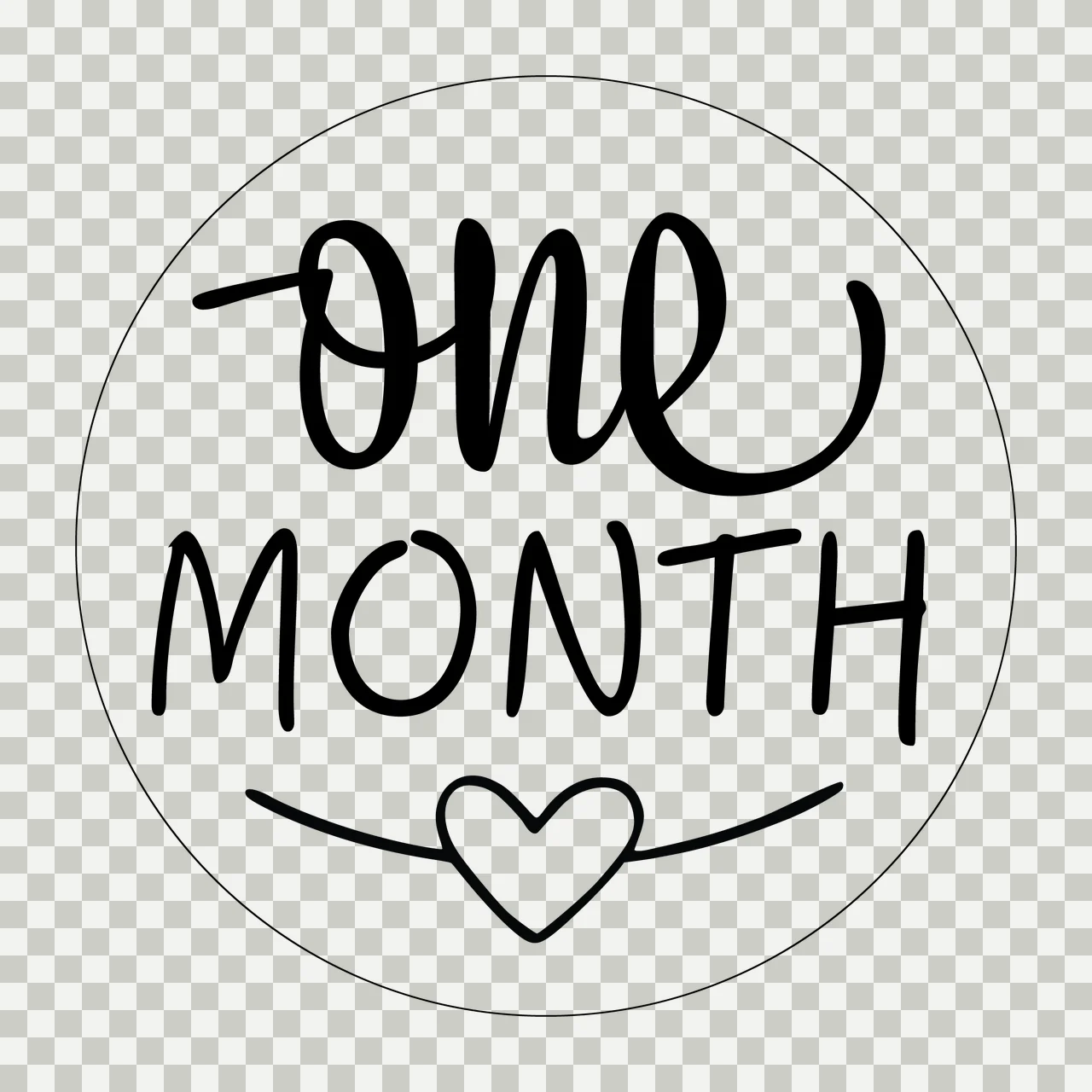 One Month Text Inside A Circle With Small and heart handwritten transparency and detail preview thumbnail