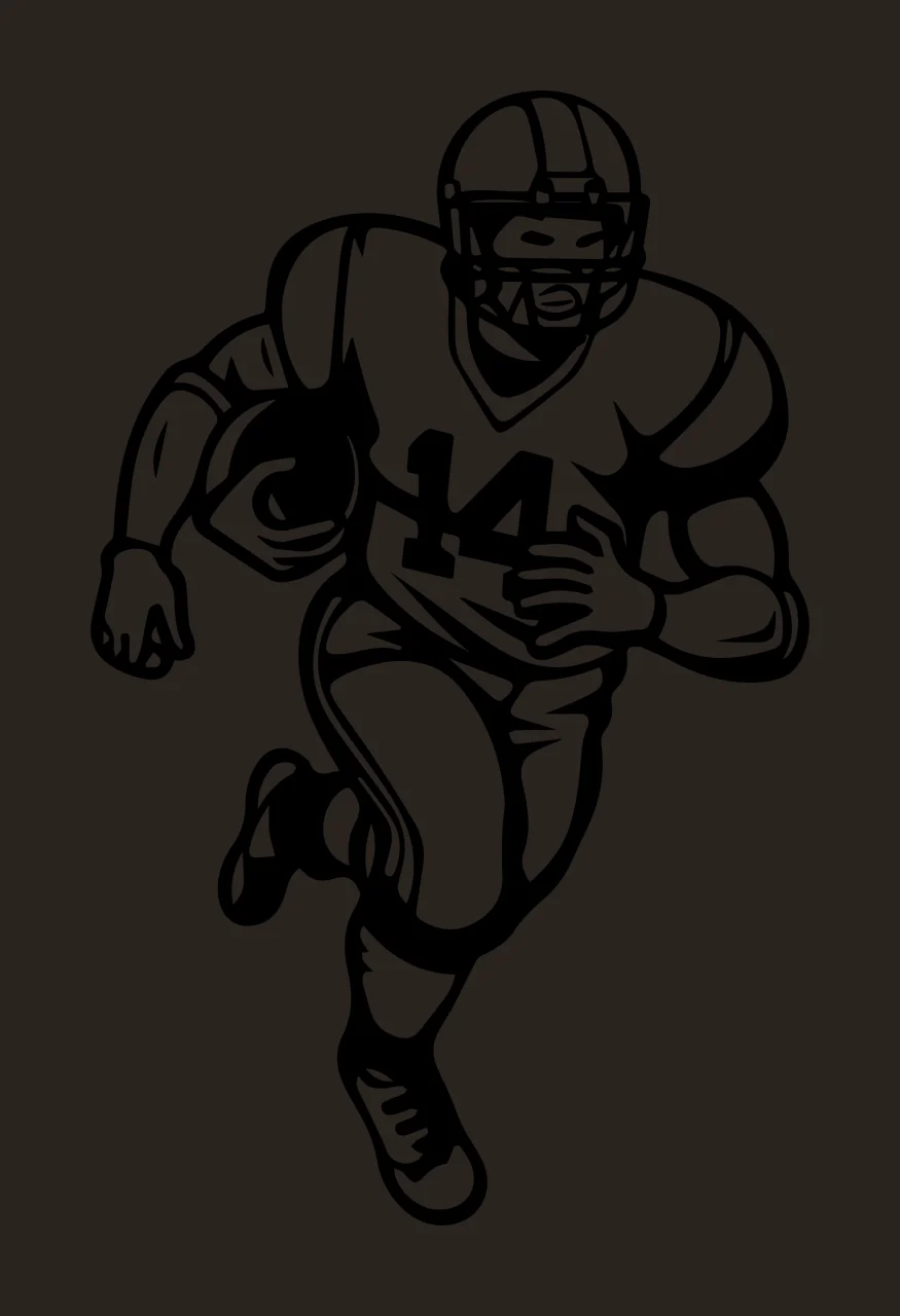 Football Player 14 Running With Number Fourteen helmet jersey contrast preview thumbnail