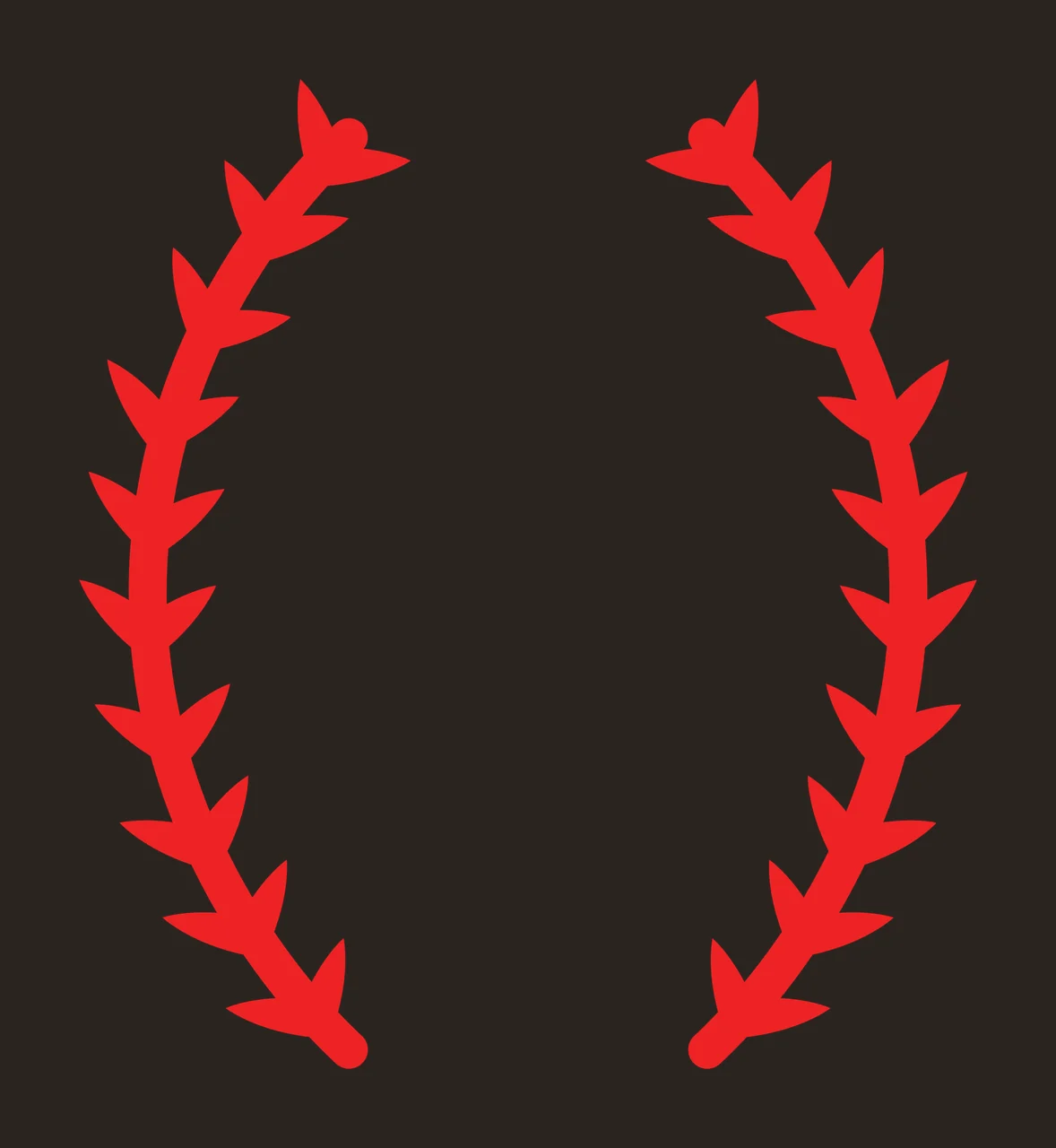 Symmetrical Laurel Wreath Foliage Stems In Black Silhouette white contrast preview thumbnail