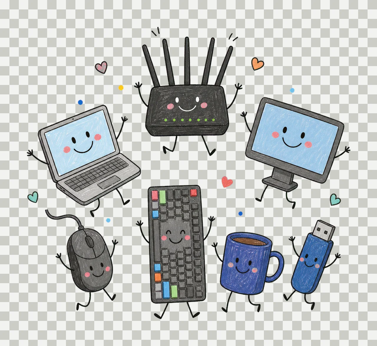 IT Doodle Computer Tech Shirt Design IT Support Variation C transparency and detail preview thumbnail