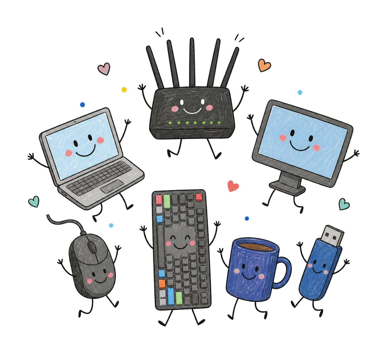 IT Doodle Computer Tech Shirt Design IT Support Variation C