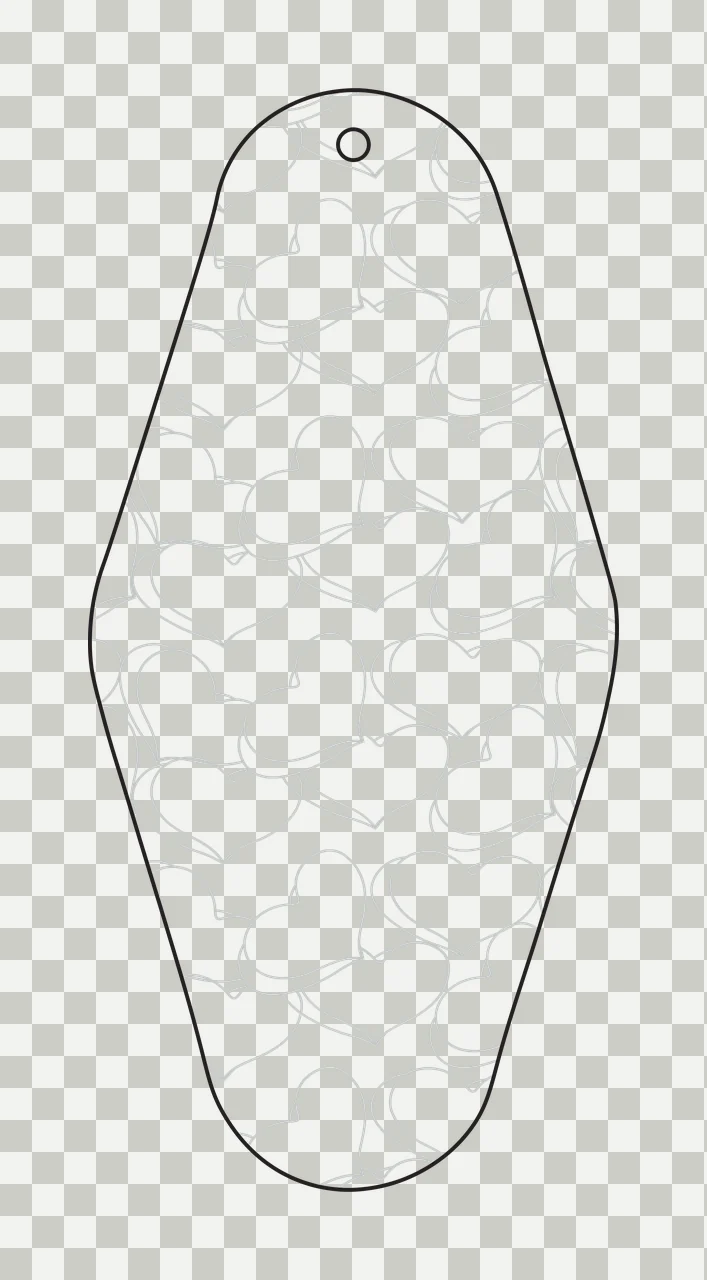 Classic Motel Keychain Heart Pattern On Elongated Teardrop hearts transparency and detail preview thumbnail