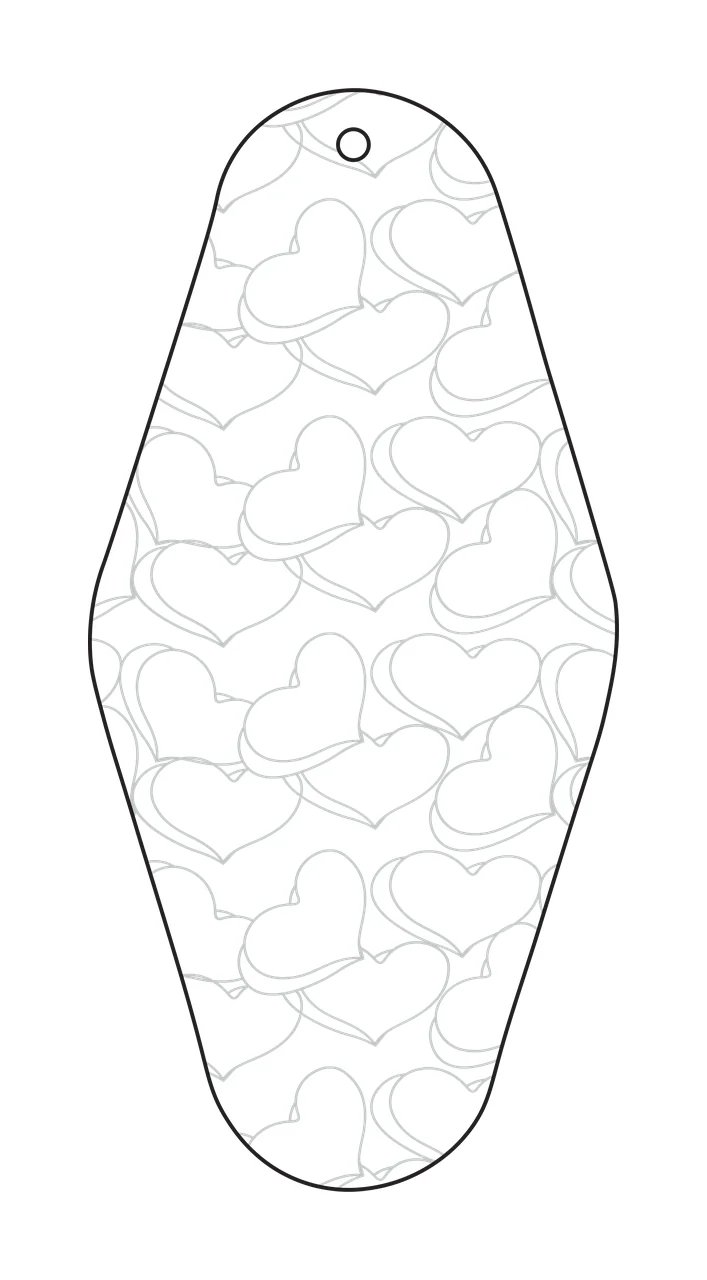Classic Motel Keychain Heart Pattern On Elongated Teardrop hearts