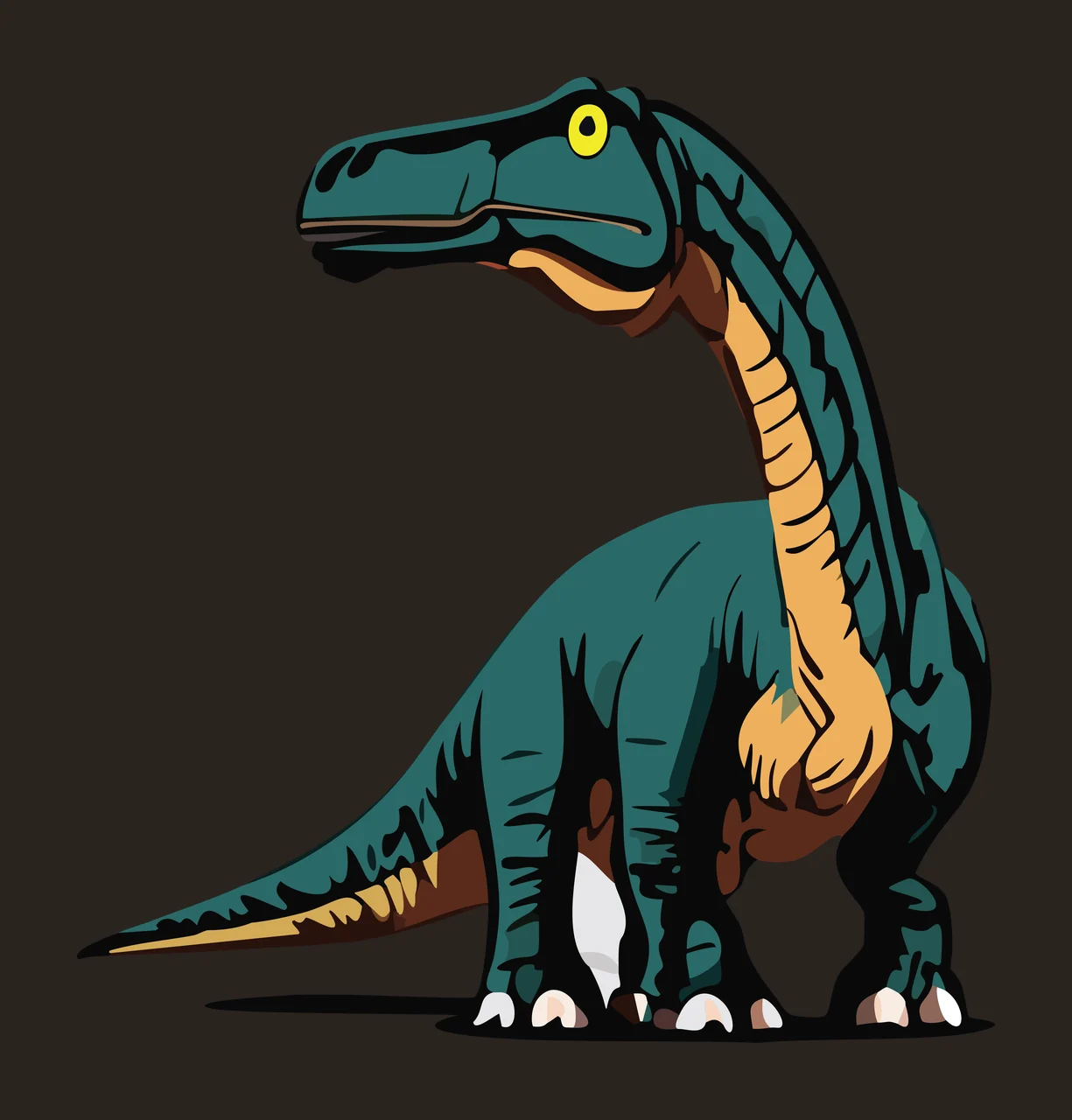 Dinosaur Long Neck Black Silhouette standing tail plain prehistoric contrast preview thumbnail