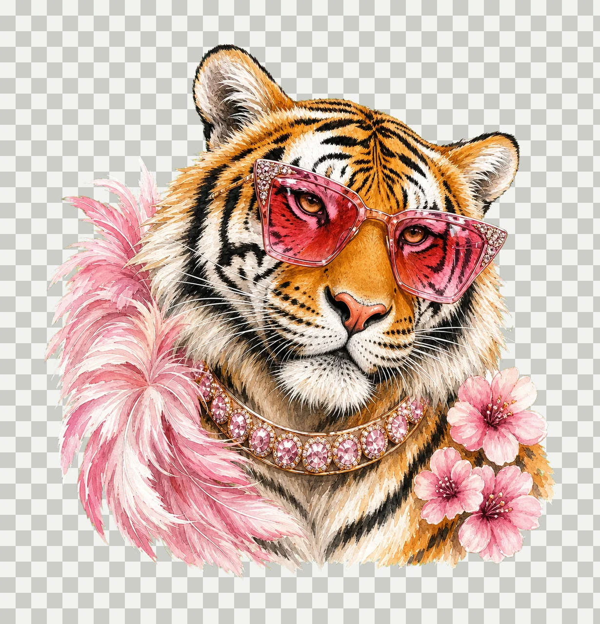 Glam Tiger PNG Preppy Tiger PNG Bling Design Everyday bundle 03 transparency and detail preview thumbnail