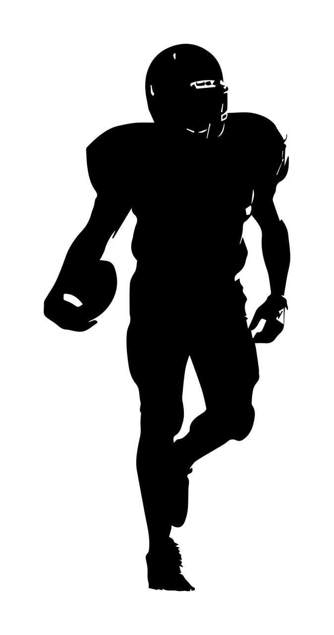 Football Player American Silhouette Holding A In Motion black