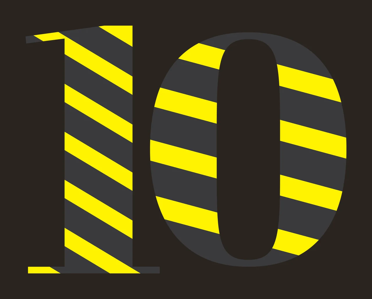 Number 10 Large Bold Ten With Subtle Diagonal lines typographic contrast preview thumbnail