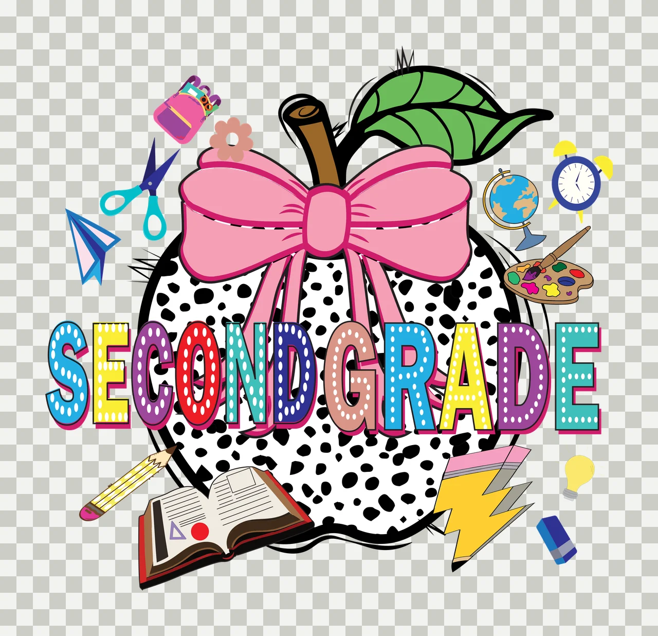 Apple Grade Second Grade And School Items listing scissors transparency and detail preview thumbnail