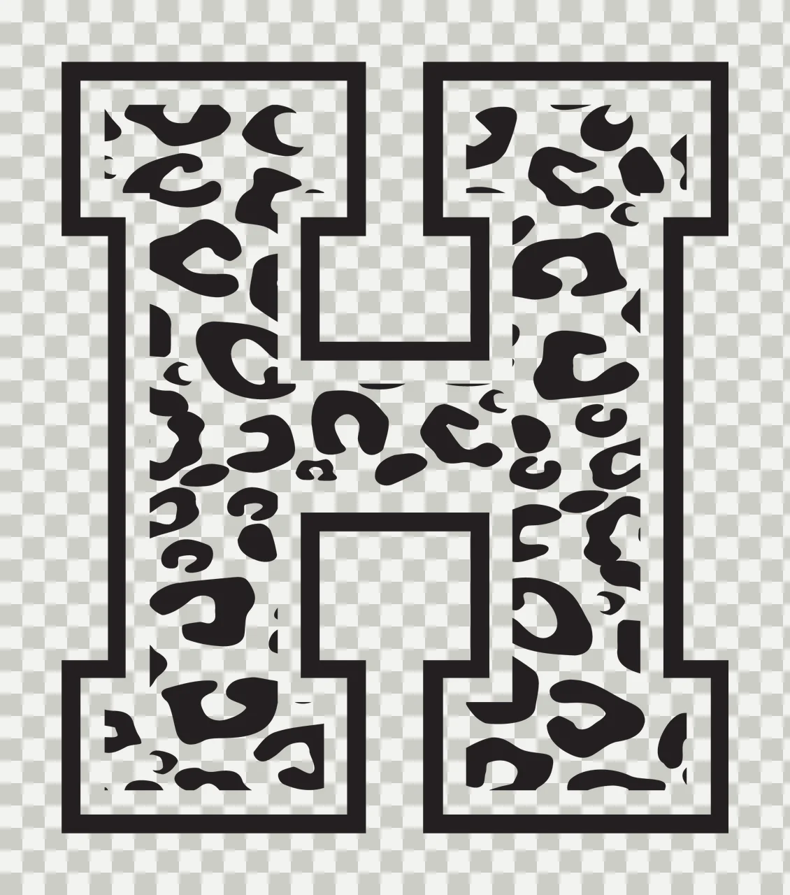 Can Glass Wrap H Letter With Leopard Print transparency and detail preview thumbnail