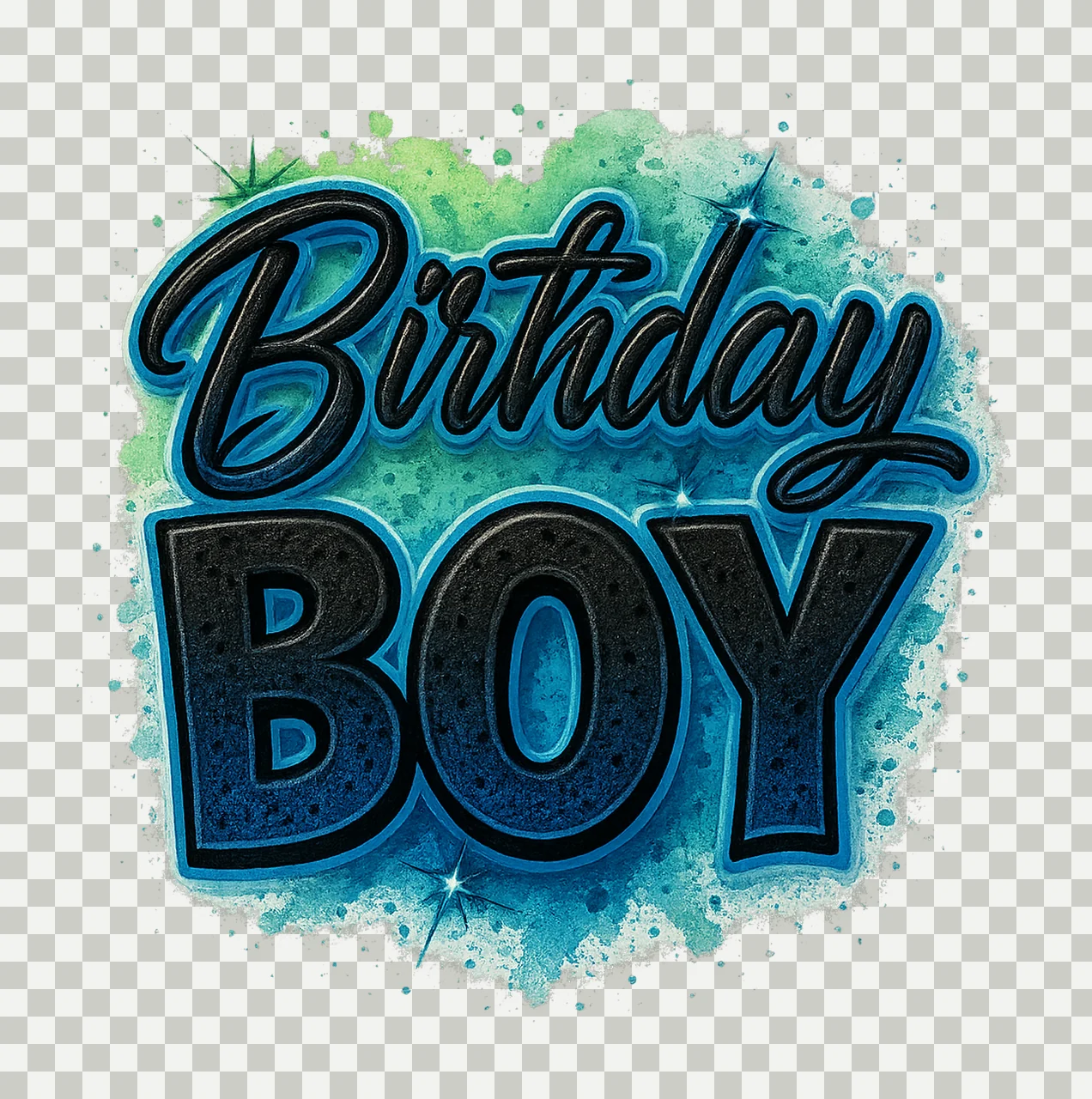 Airbrush Birthday Boy Sublimation Design Digital for Shirts transparency and detail preview thumbnail
