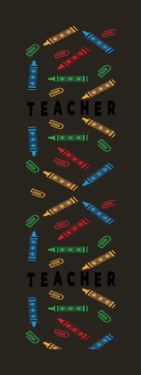 Teacher Pattern With Crayons And Clips Repeating paper black contrast preview thumbnail