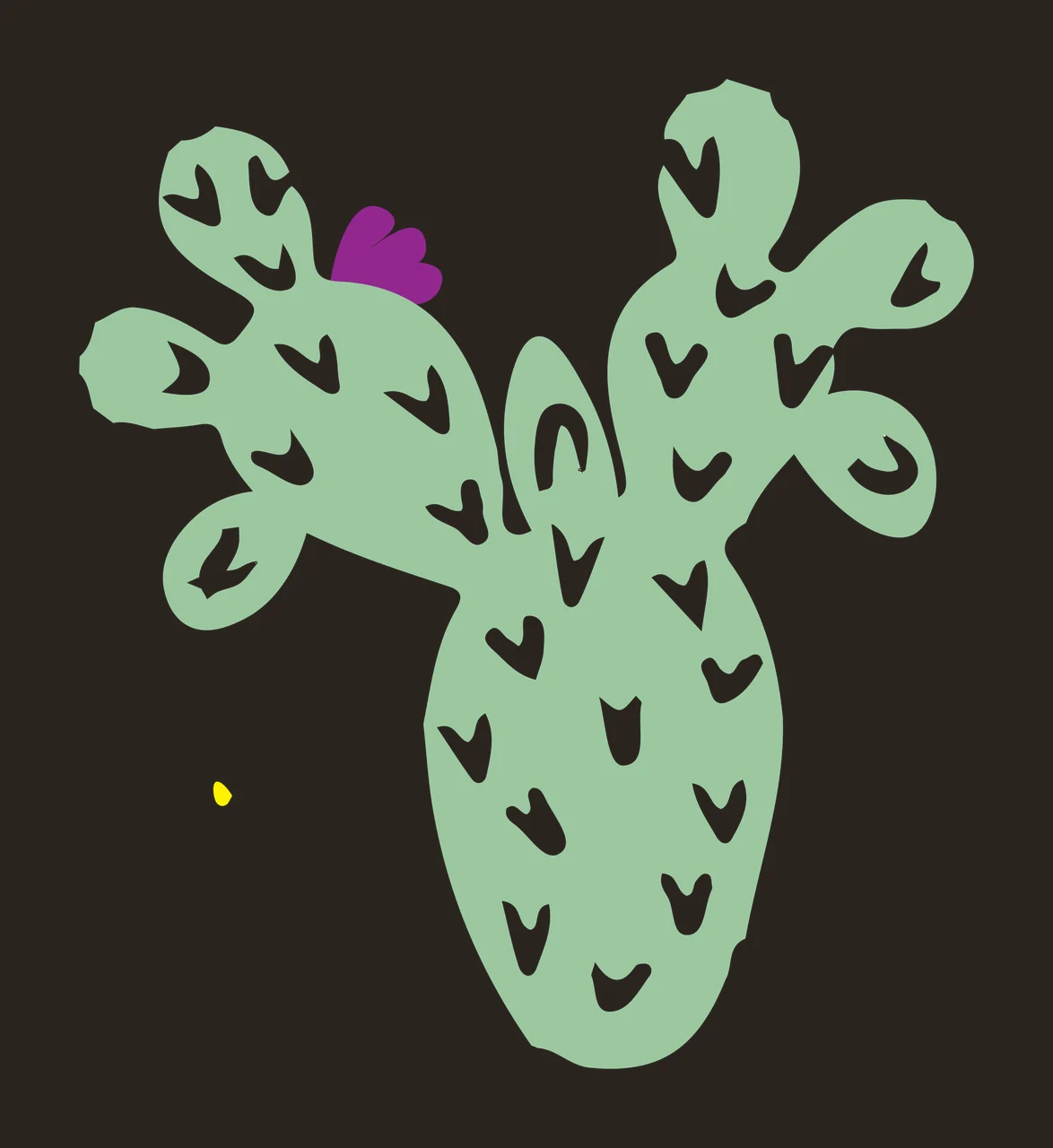 Cactus with heart-shaped patterns and purple flower Illustration with green cactus and white heart-shaped patterns contrast preview thumbnail