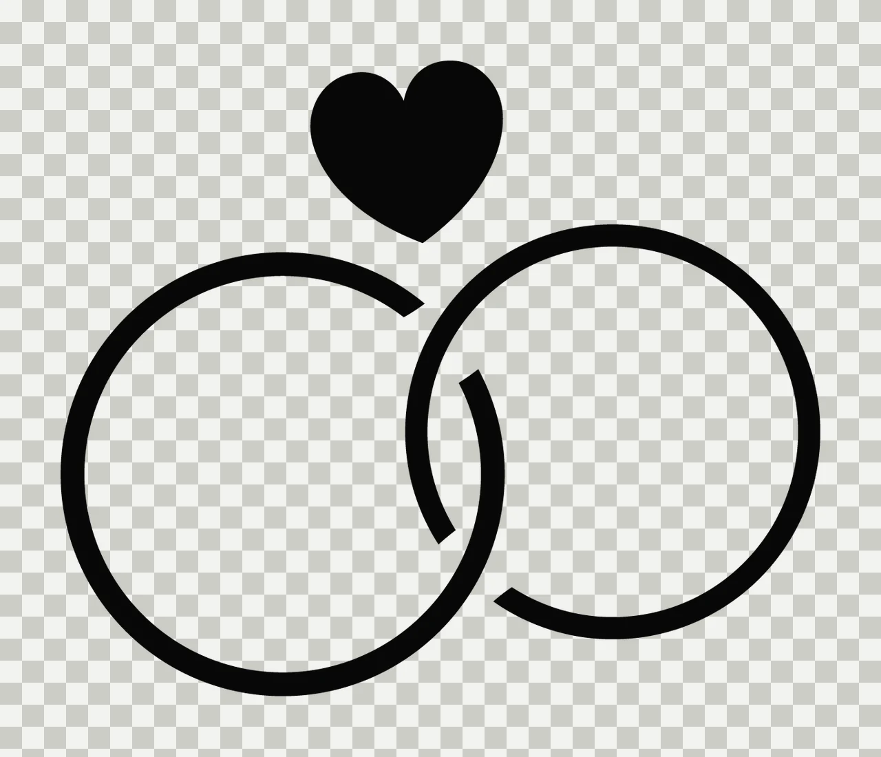 Rings Interlocking And Heart Overlapping With Geometry transparency and detail preview thumbnail