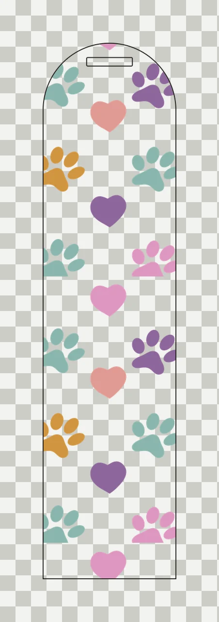 Paw Print And Heart Pattern hearts tag black white animal repeating transparency and detail preview thumbnail