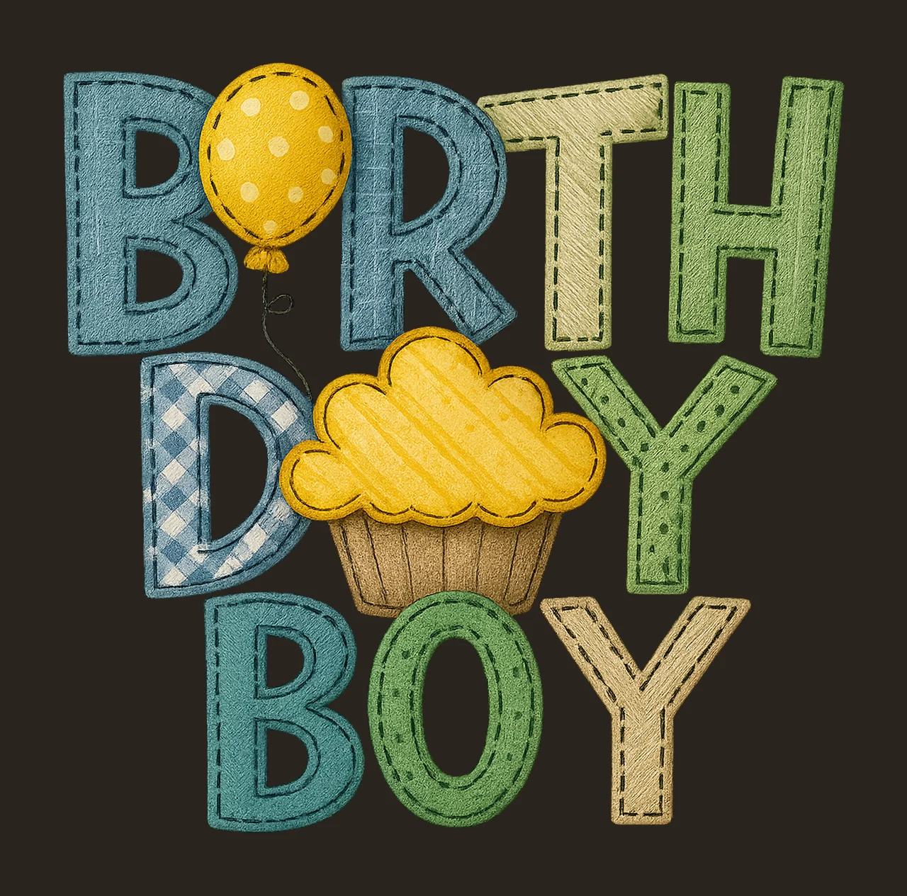 Birthday Boy Faux Applique Sublimation Design Kids Birthday contrast preview thumbnail