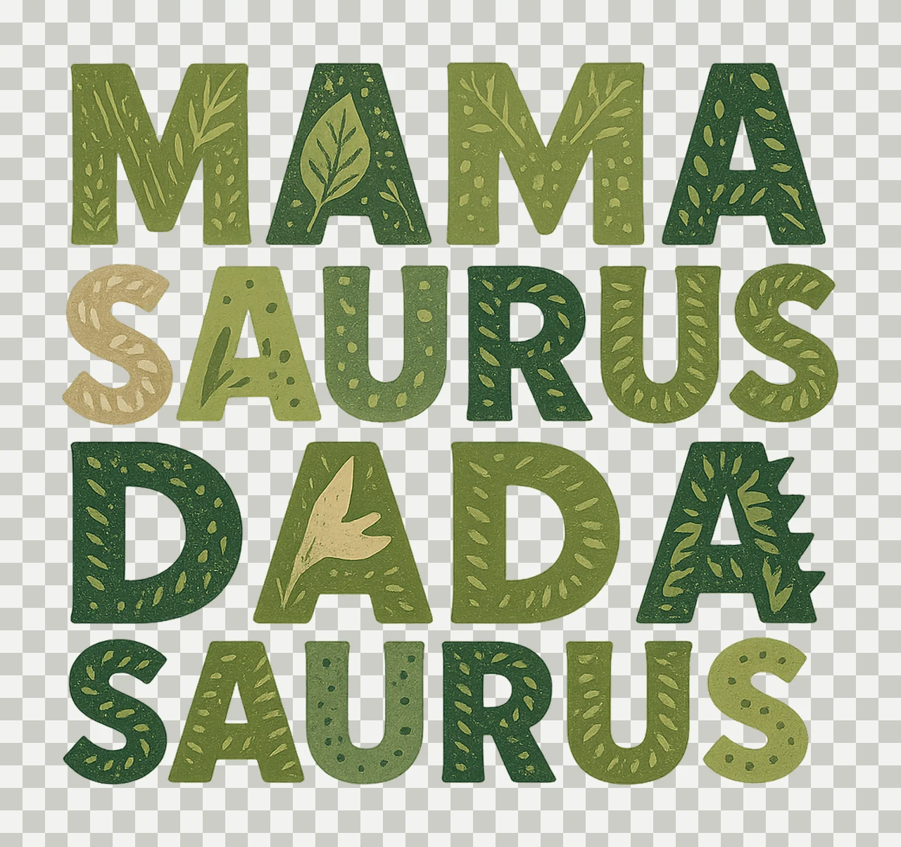 MamaSaurus DadaSaurus Matching Family Dinosaur Shirts transparency and detail preview thumbnail