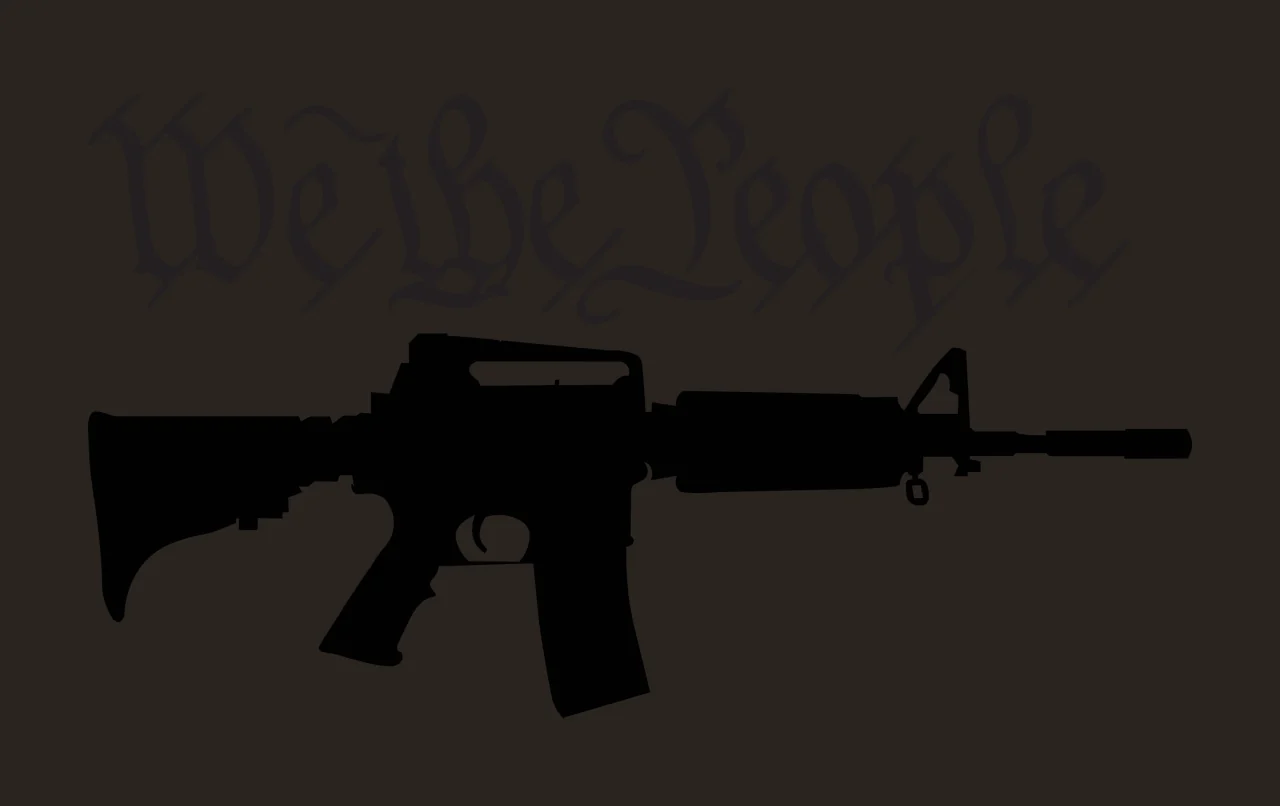We The People Text With Rifle firearm silhouette black white contrast preview thumbnail