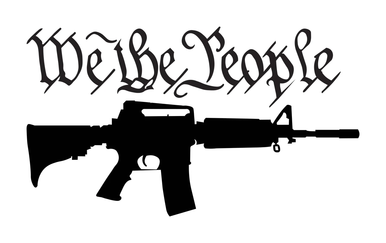 We The People Text With Rifle firearm silhouette black white