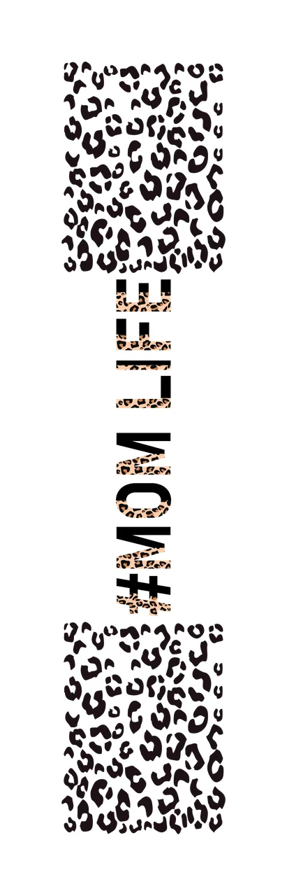 #MOM LIFE Typography Design with leopard print pattern, black text MOM LIFE and brown and black leopard spots