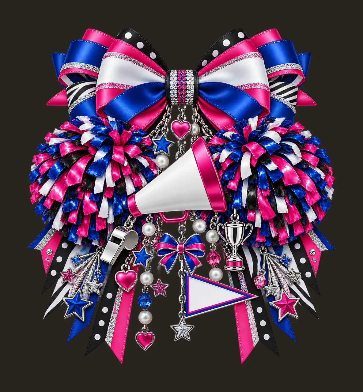 Cheerleading PNG, Pom Poms and Megaphone Coquette Bow, No Text Sublimation Clipart, Transparent Digital Download contrast preview thumbnail